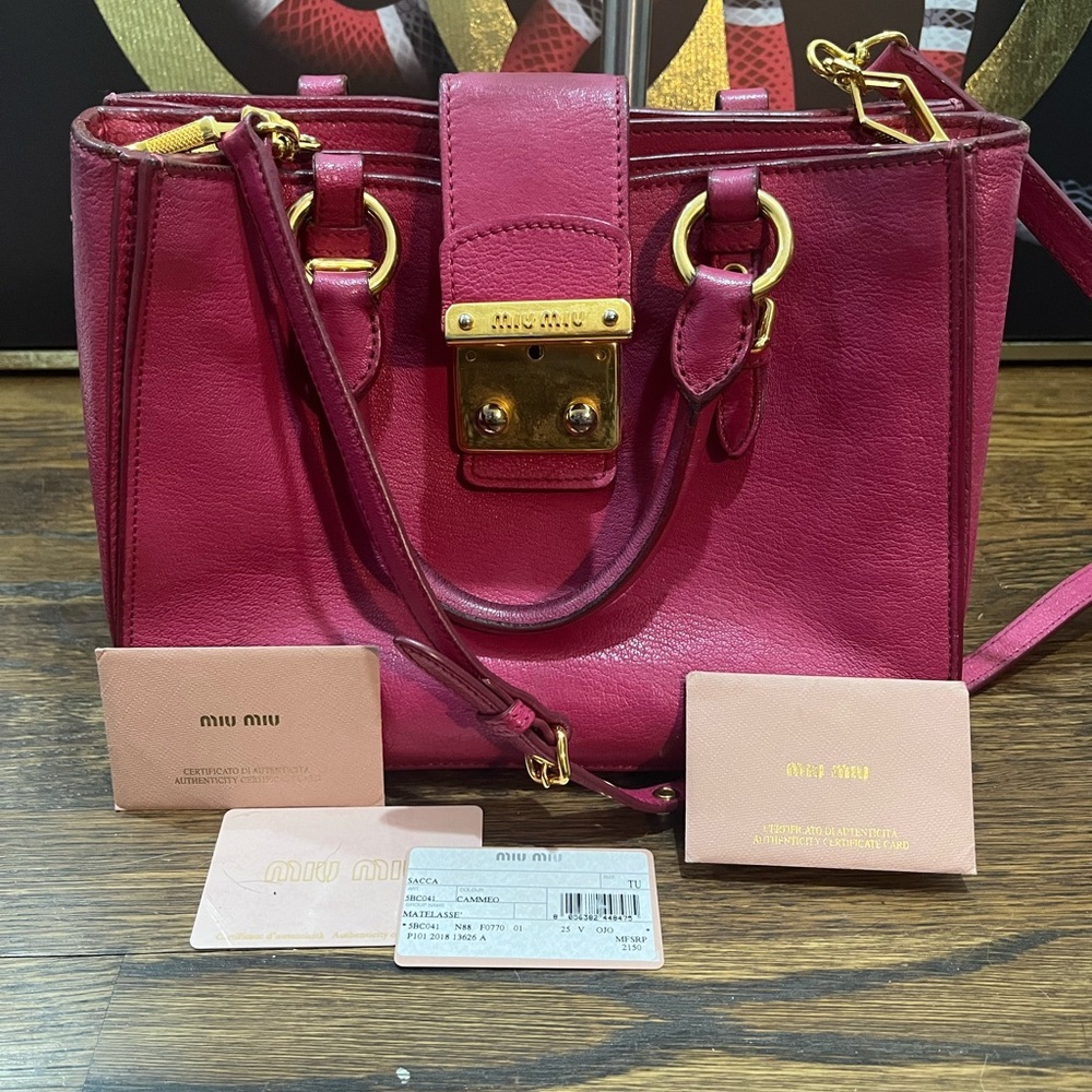 Miu Miu pink Satchel with Crossbody strap, EUC, comes with COA - Picture 11 of 13